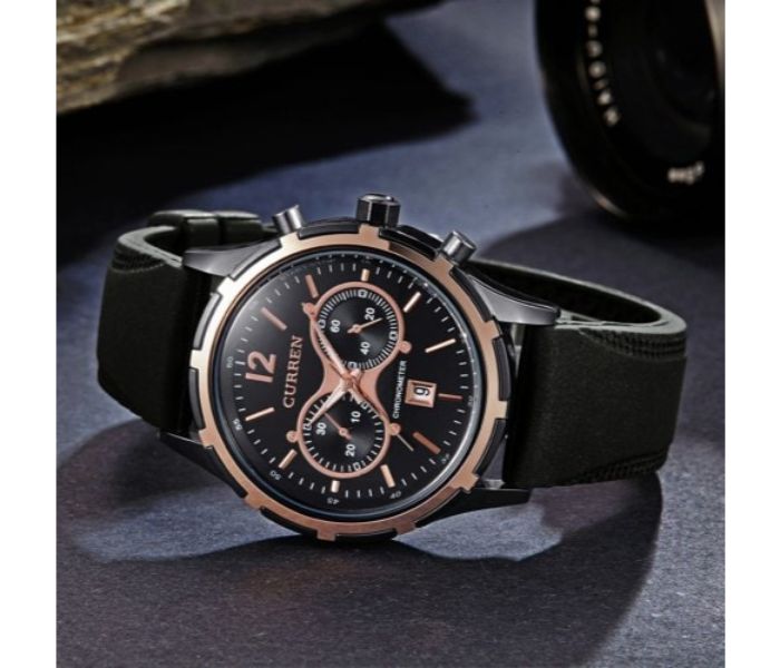 Curren 8066 Silicon Strap Analog Watch For Men Black - Zoom Image 2