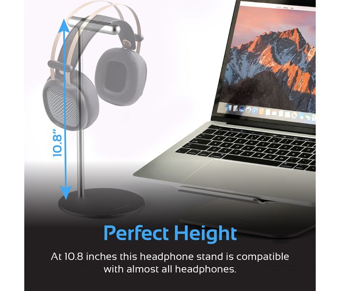 Promate Anchor-1 Premium Aluminum Vertical Headphone Stand Holder with Anti-Slip Grip, Silver - Zoom Image 4