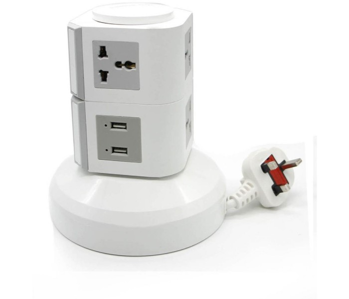 U-Power 2 layers UK pin Multi Power Plug with USB port, S2 UP-2LP White - Zoom Image 1