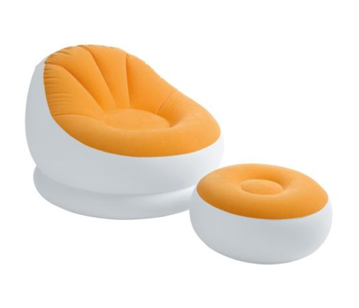 Intex ZX-68572 Inflatable Colorful Cafe Chaise Lounge Chair with Ottoman - Orange - Zoom Image 2