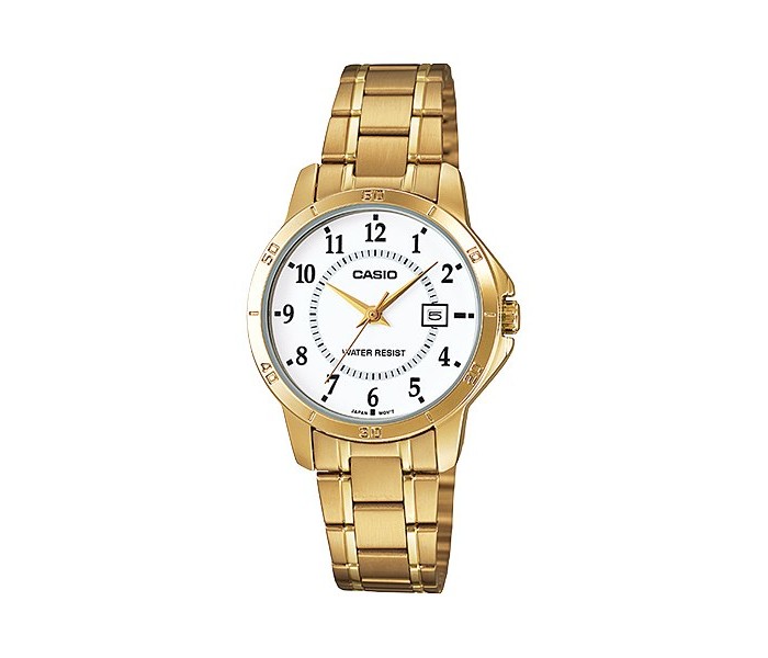 Casio LTP-V004G-7BVDF Womens Analog Watch Gold and White - Zoom Image