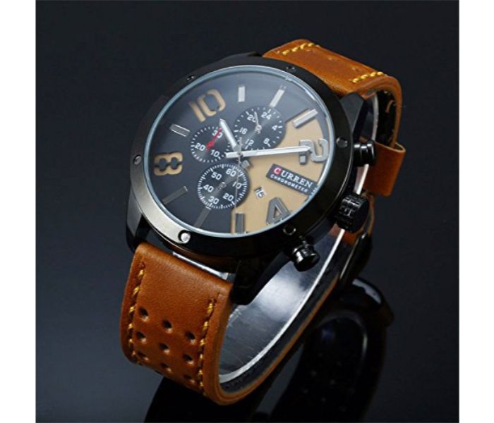 Curren 8243 Quartz Watch For Men Black and Yellow - Zoom Image 1