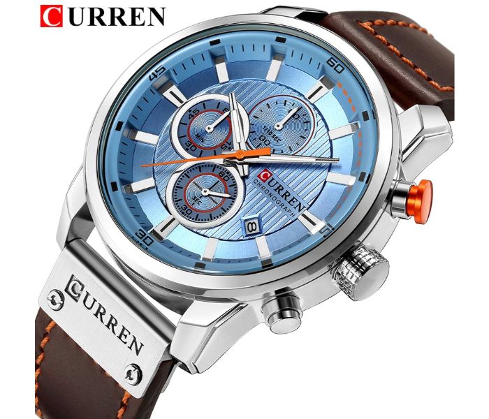 Curren 8291 Analog Sports Watch For Men Blue And Silver - Zoom Image 1