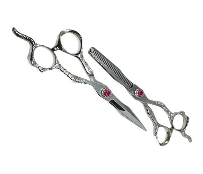 Tips & Toes TT-685&686 Stainless Steel Professional Dragon Barber Shear Kit - Polish Finish - Zoom Image 2