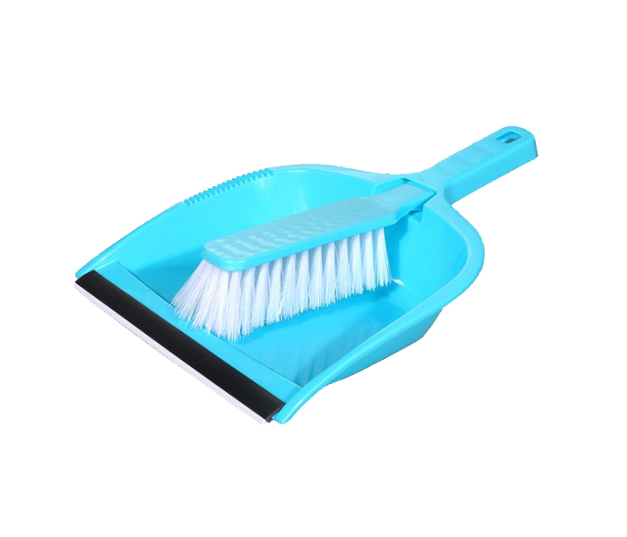 Delcasa DC1224 Plastic Dust Pan with Brush - 25cm, Blue - Zoom Image