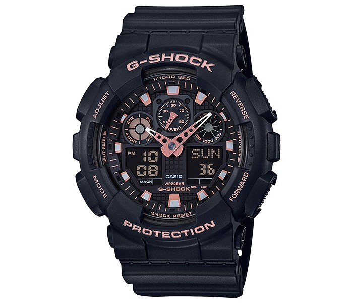 Casio G Shock GA-100GBX-1A4DR Mens Analog and Digital Watch Black and Pink - Zoom Image