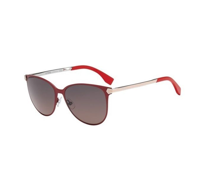 Fendi FF 0022/S COL 7VZPR Round Red & Pink Frame and Brown Gradient Mirrored Sunglasses for Women - Zoom Image