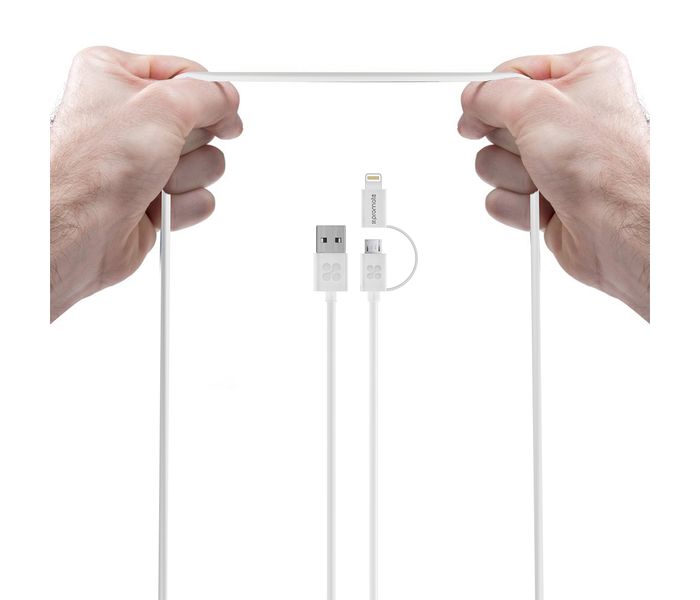 Promate LinkMate-Duo 2 in1 Lightning and Micro-USB Sync & Charge Cable for iPhone and Android Devices - White - Zoom Image 4