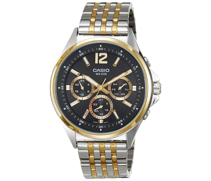 Casio MTP-E303SG-1AVDF Mens Analog Watch Black and Silver Gold & Silver - Zoom Image 3