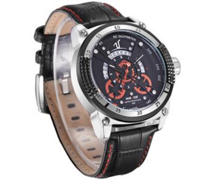 Weide UV 1605LB Mens Analog and Complete Calendar Watch Black and Red - Zoom Image 2