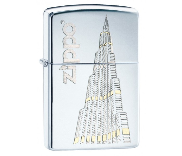 Zippo 250-MP325367 031664 Burj Khalifa 3 Regular Chrome Lighter Silver - Zoom Image