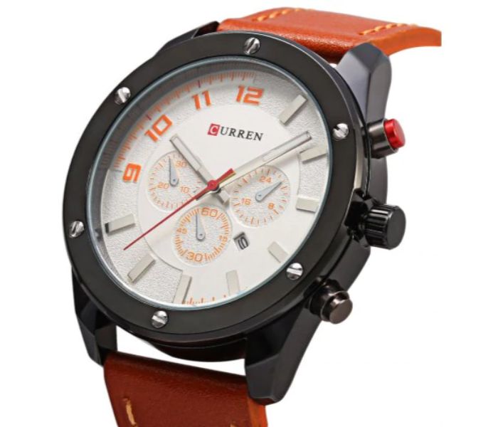 Curren 8204 Analog Quartz Watch For Men Orange and White - Zoom Image 2