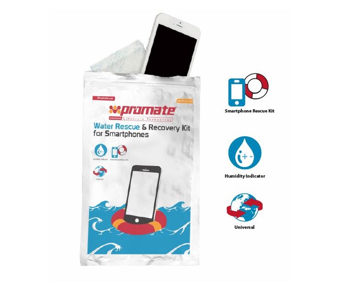 Promate DriPak-M Water Rescue Damage Repair Recovery Kit, White - Zoom Image 1