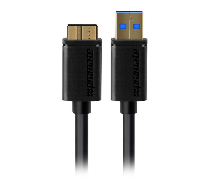 Promate LinkMate-U4L USB Type-A To Micro-B USB 3.0 flexShield PVC Coated Copper Cable for External Hard Drives - Black - Zoom Image 9