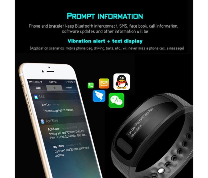 Water Proof Smart Band with Activity Tracking and Blood, Heart Rate and Sleep Monitoring SX100 Assorted - Zoom Image 2