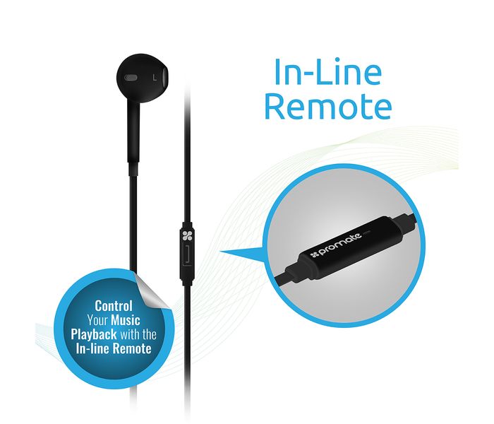 Promate Gearpod-IM Single Earphone Mono Headset with Microphone, Black - Zoom Image 2