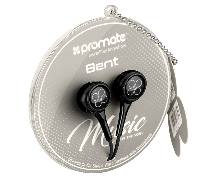 Promate Bent Dynamic In Ear Stereo Wired Earphone with Mic - Black - Zoom Image 4