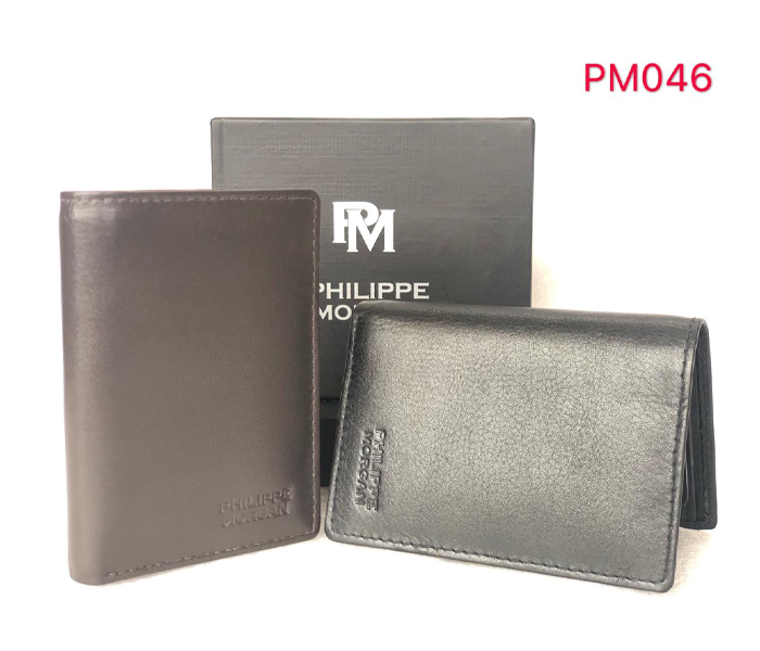 Philippe Morgan PM046 Men Leather Long Wallet Black - Zoom Image 1