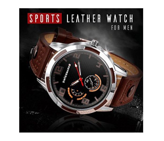 Swissmark SMW111 Analog Trendy Sports Leather Watch for Men, Dark Brown - Zoom Image 3