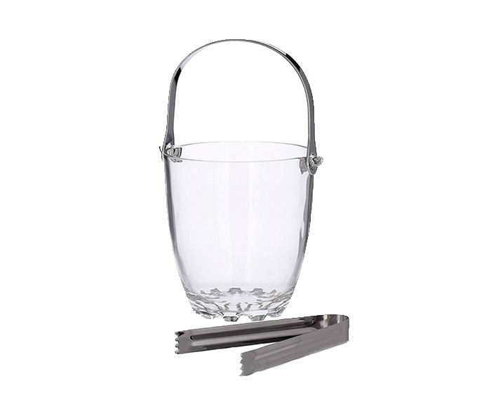 Cok CE-116-002 Solid Glass Ice Bucket with Stainless Steel Handle & Serving Tong - Zoom Image