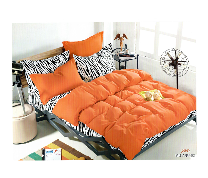 AMH ZB005 6 Pieces High Quality Cotton Double Size Bed Sheet with Quilt Cover & Pillow Case - Orange - Zoom Image