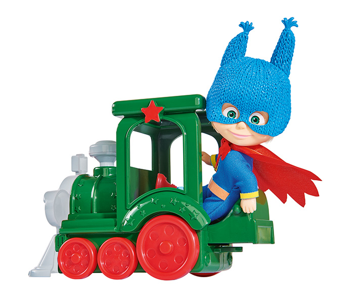 Simba 9302119 Masha Superhero with Train Play Set, Blue & Green - Zoom Image 1