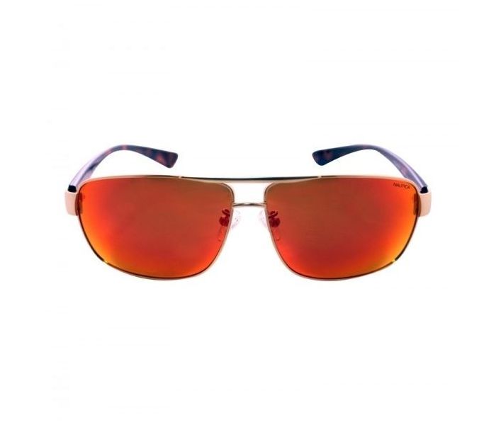 Nautica N4601SP 712 Square Gold Frame & Mirror Red Mirrored Sunglasses for Unisex - Zoom Image