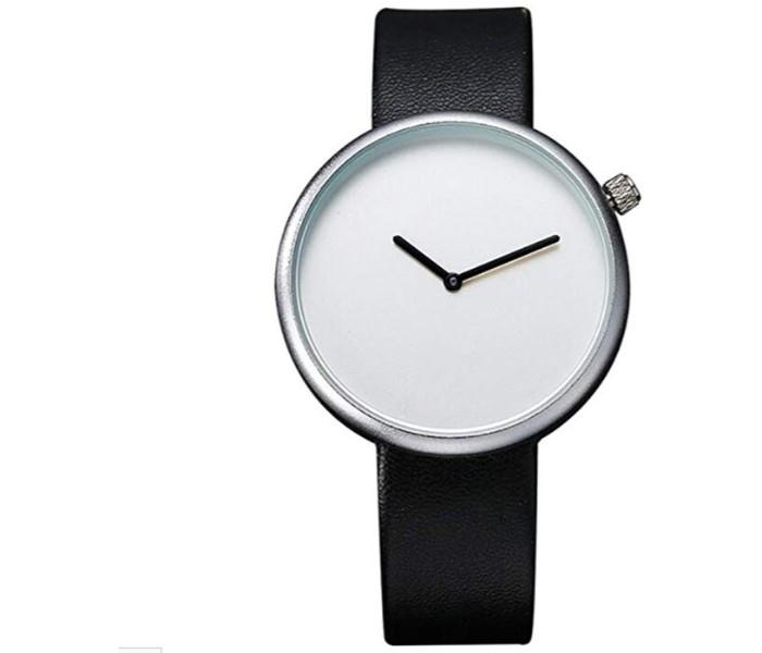 Tomi T078 Luxury Quality Quartz Leather Watch For Unisex Black & White - Zoom Image 1