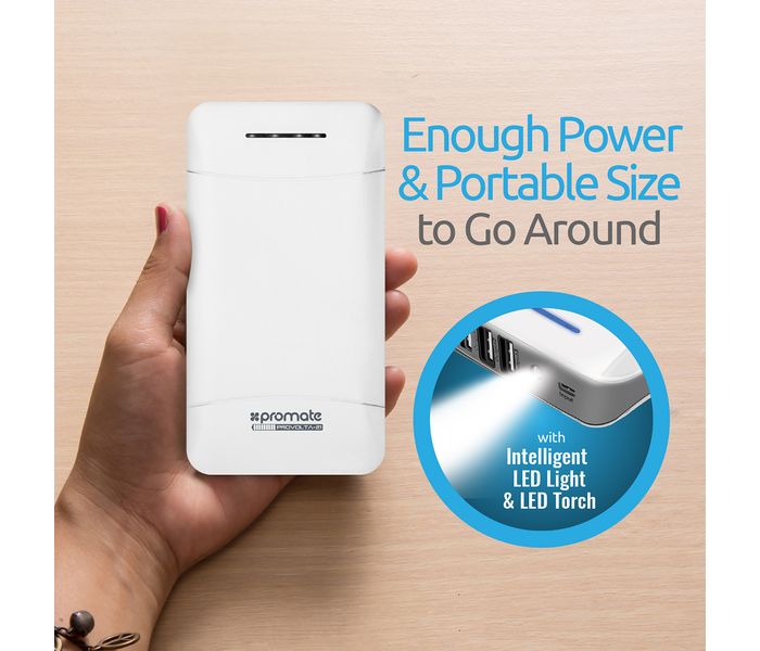 Promate ProVolta-21 20800 mAh 3.1A Portable Charger Power Bank with 3 USB Ports, White - Zoom Image 3