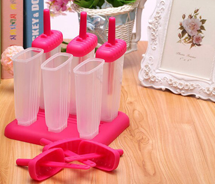 Eleganted Set of 6 Popsicle Molds Ice Pop Makers Ice Pop Molds Ice Bar  Maker Plastic Popsicle Mold, Kids Ice Cream Tray Holder Lolly Pops Small  Pink price in UAE