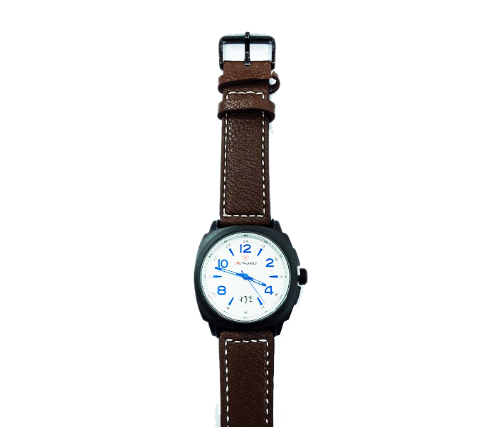 Longbo 80206003ZR Water Resistant Leather Casual Analog Watch for Mens Brown - Zoom Image