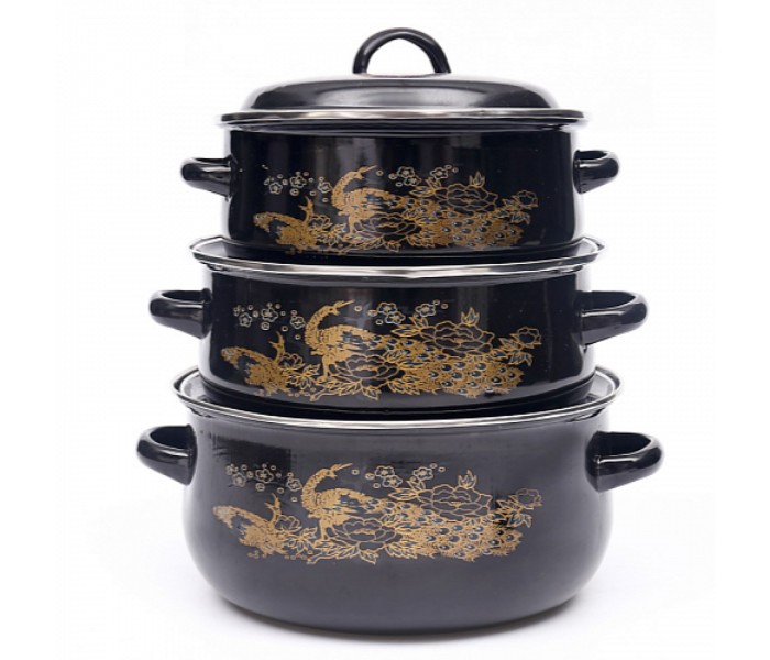 RoyalMark RMCW-9706 Multi-Functional Enamel Casserole Set 6 Piece Black - Zoom Image 1