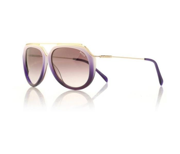 Emilio Pucci EP15 80T Aviator Purple White Frame & Black Mirrored Sunglasses for Unisex - Zoom Image 1