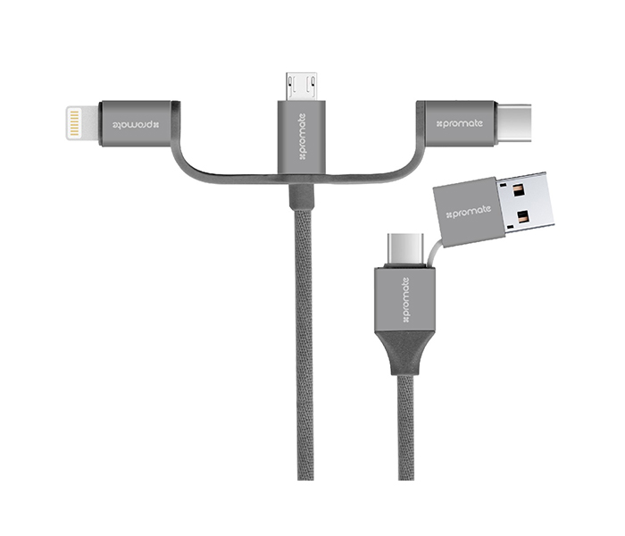 Promate UNILINK-TRIO2 3-in-1 Smart USB Cable for Charging and Data Transfer - Grey - Zoom Image 7