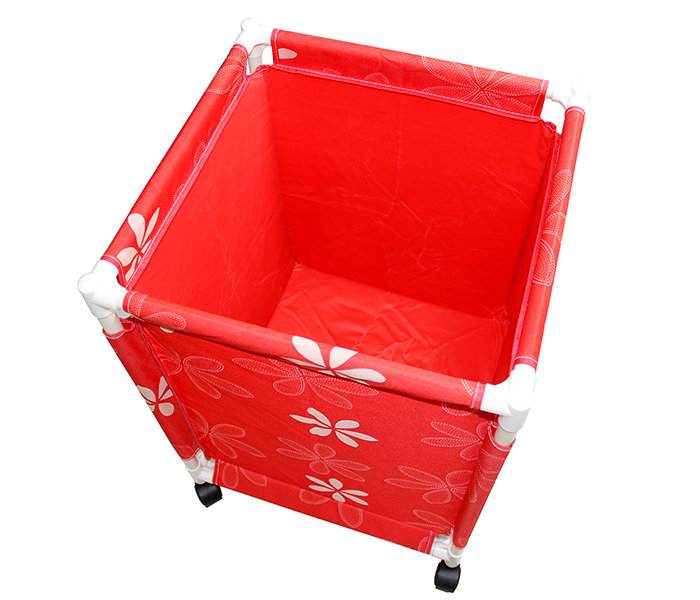 In-House Ls-1110 Foldable Laundry Storage Basket With Wheels - Red - Zoom Image 1