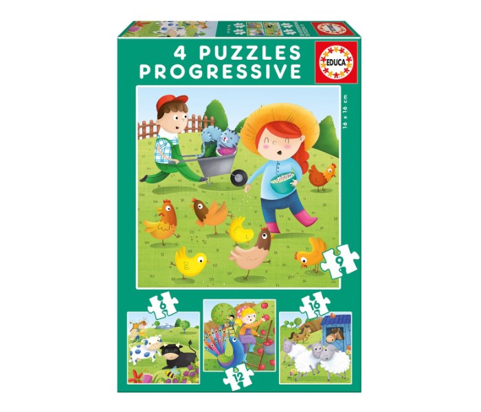 Educa 17145 Progressive Puzzles Farm Animal Multi Color - Zoom Image