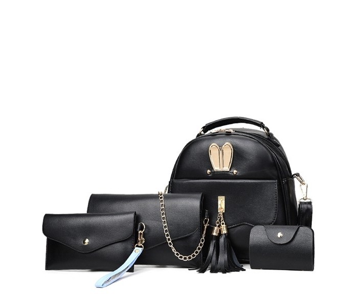 4 Piece Womens Envelope Backpack Set EB369 Black - Zoom Image