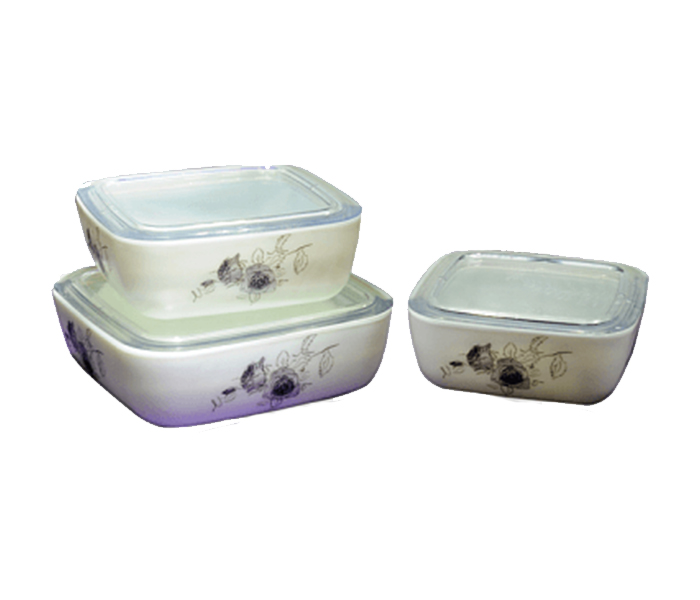 Royalford RF6060 3 Pieces Opel Ware Square Bowl Set - White - Zoom Image