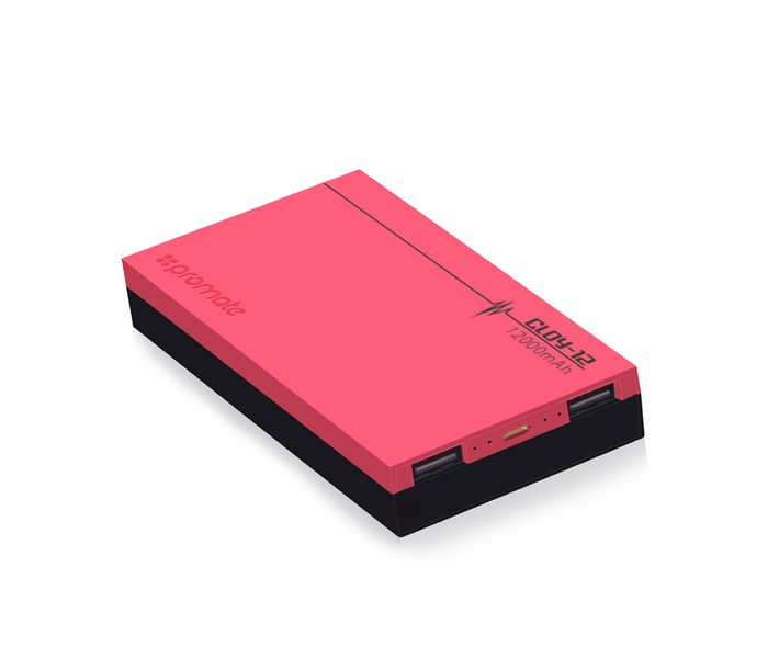 Promate Cloy-12 12000 mAh Dual Port Portable Charger Power Bank, Pink - Zoom Image 7