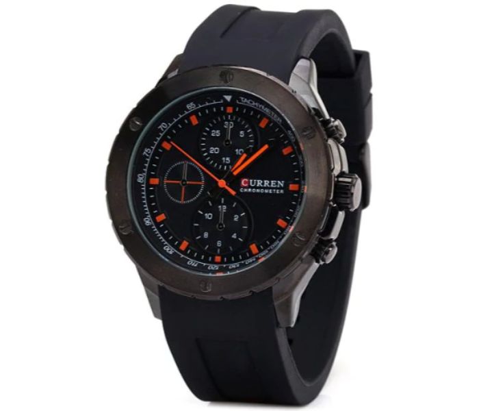 Curren 8165 Analog Quartz Watch For Men Black And Orange - Zoom Image 1