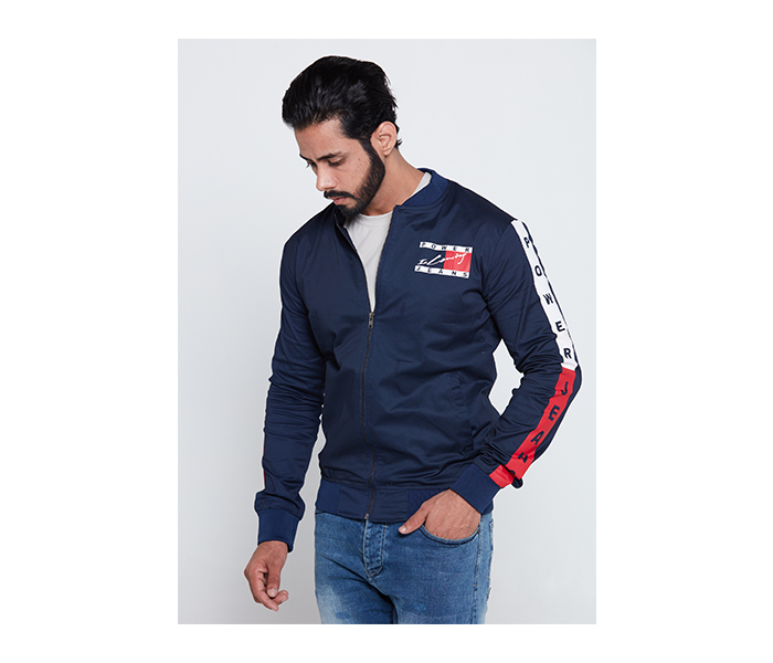 Lynk LY10029 Solid Sporty Jacket For Men M - Blue - Zoom Image 1