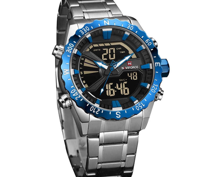 Naviforce 9136 Men Analog-Digital Leather Starp Watch - Blue - Zoom Image 4