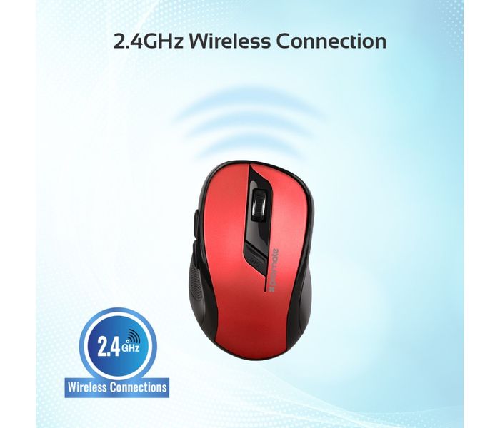 Promate Clix-7 2.4GHz Wireless Ergonomic Optical Mouse, Red - Zoom Image 6