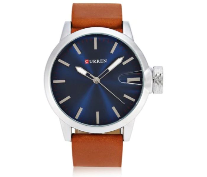 Curren 8208 Casual Analog Quartz Watch For Men Blue And Brown - Zoom Image 2