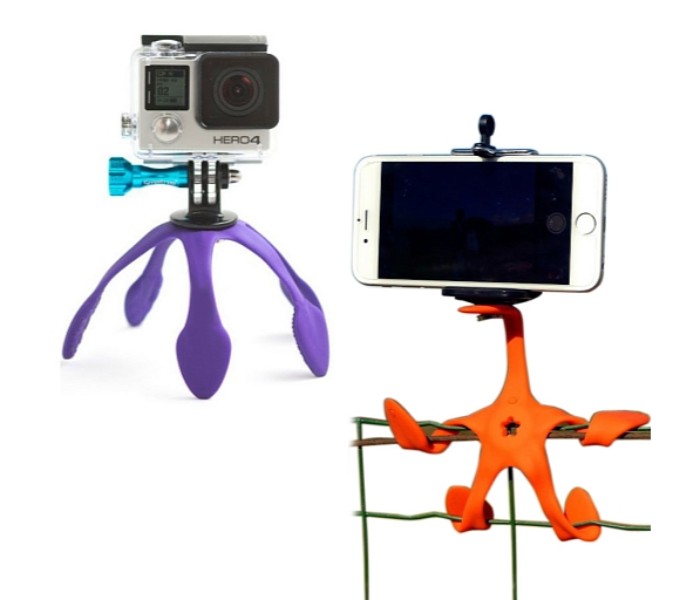 Zeo Universal Mini Gekko Flexible Tripod Stand Mobile and Camera Holder Multicolor - Zoom Image 4