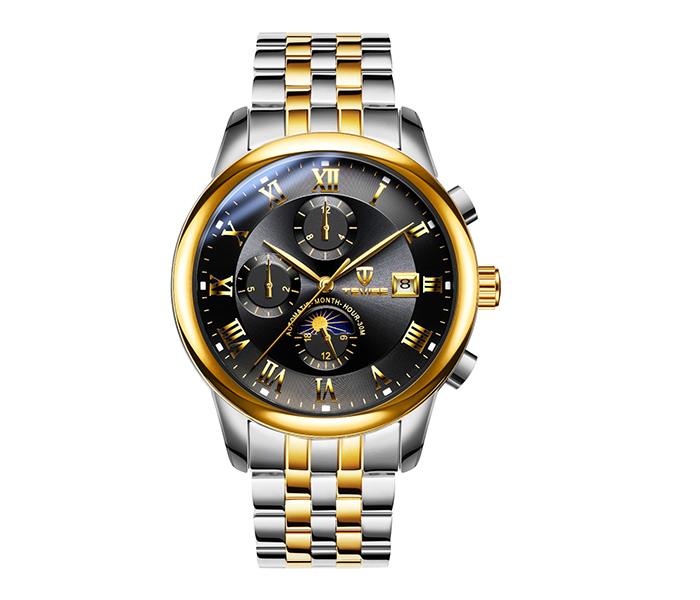 Tevise 9008 Men's Casual Business Automatic Watch - Gold & Black - Zoom Image