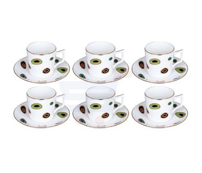 Royalford RF7230 6 Pieces Porcelain Cup & Saucer - White - Zoom Image