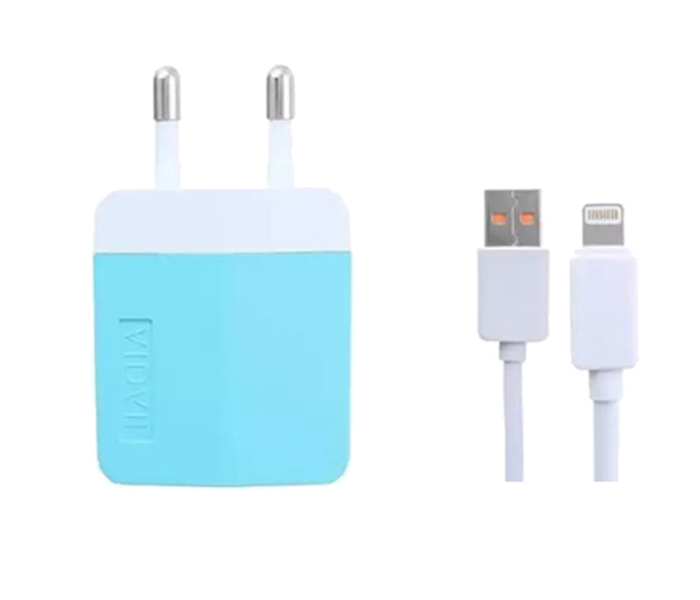 Vidvie PLE-203 2.4A 2 Pin Adapter with Micro Cable for Apple iPhone - 1 Meter, Blue - Zoom Image 3