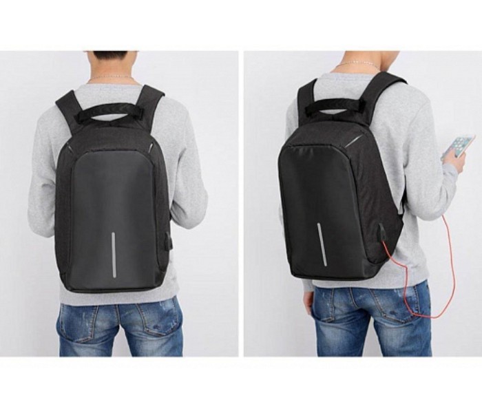 Anti-Theft Backpack 18 Inch with USB Port Black - Zoom Image 1