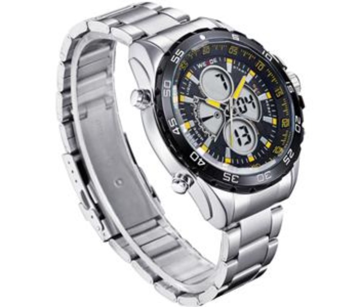 Weide WH 1103PU Mens Digital and Analog Watch Silver and Yellow - Zoom Image 2